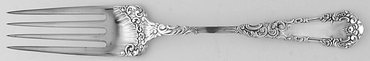 Yale I (Silverplate, 1894, Monograms) Medium Solid Cold Meat Serving Fork by International Silver-1