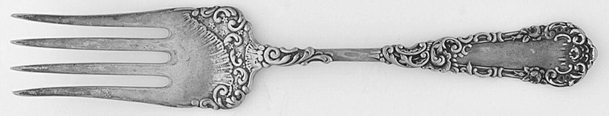 Yale I (Silverplate, 1894, Monograms) Small Chipped Beef Fork by International Silver-1