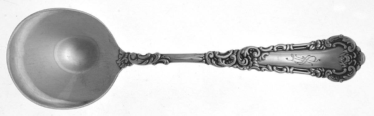 Yale I (Silverplate, 1894, Monograms) Round Bowl Soup Spoon (Gumbo) by International Silver-1
