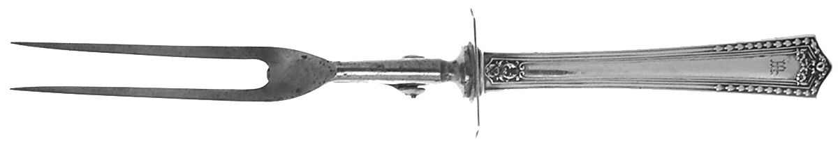 Chesterfield (Sterling, 1914) Lg Carving/Roast Fork-Stn Prong w/Sterling Guard by International Silver-1