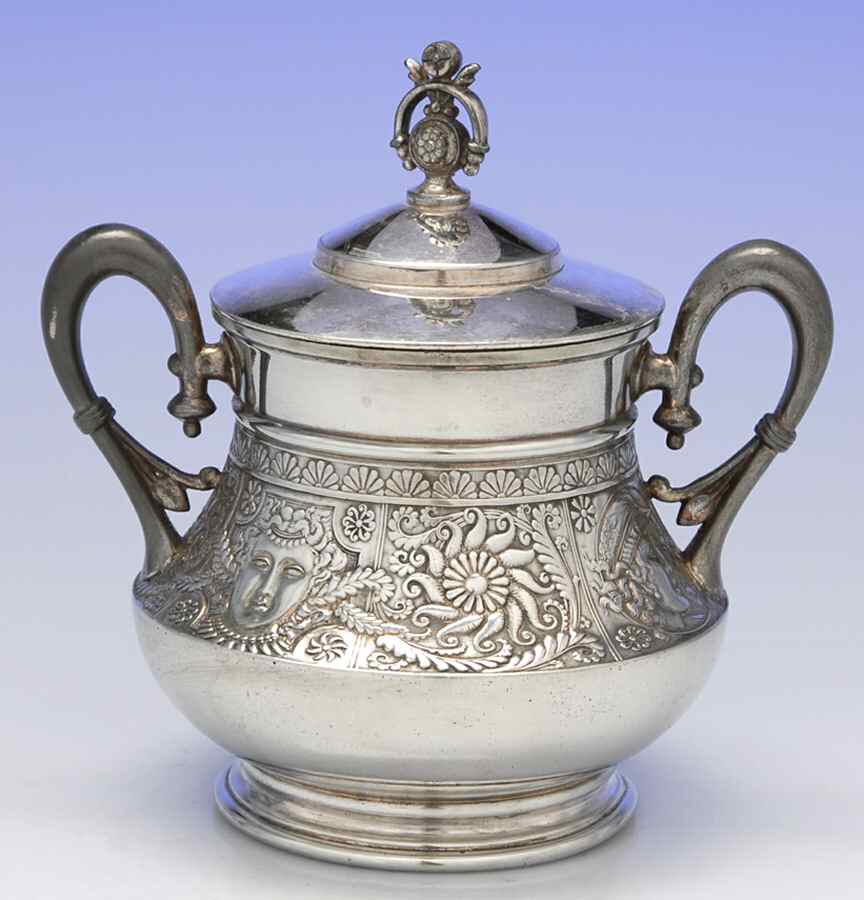 Assyrian Head (Silverplate, Hollowware) Sugar Bowl & Lid by International Silver-1