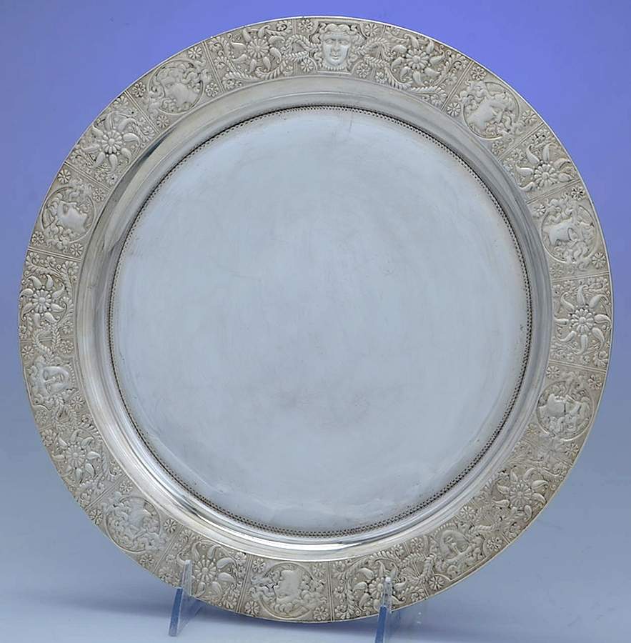 Assyrian Head (Silverplate, Hollowware) 11" Round Tray by International Silver-1