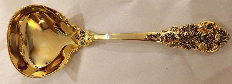 Golden Grand Antique (Gold Electroplate) Large Gravy Ladle, Solid Piece by International Silver-1
