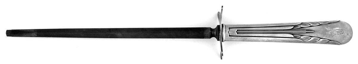 Orchid (Sterling, 1929-1930) Large Knife Sharpener-Steel Rod w/Sterling Guard by International Silver-1