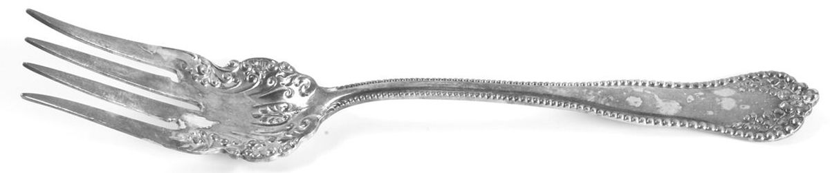 Mayflower (Silverplate, 1901-1896, Monograms) Medium Solid Cold Meat Serving Fork by International Silver-1
