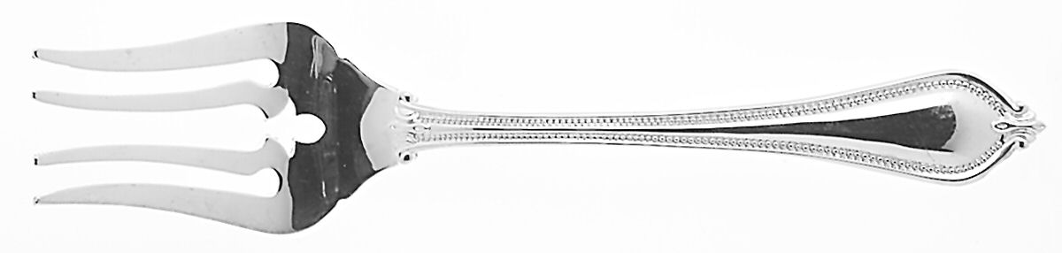 Yorkshire Bead (Silverplate) Medium Solid Cold Meat Serving Fork by International Silver-1