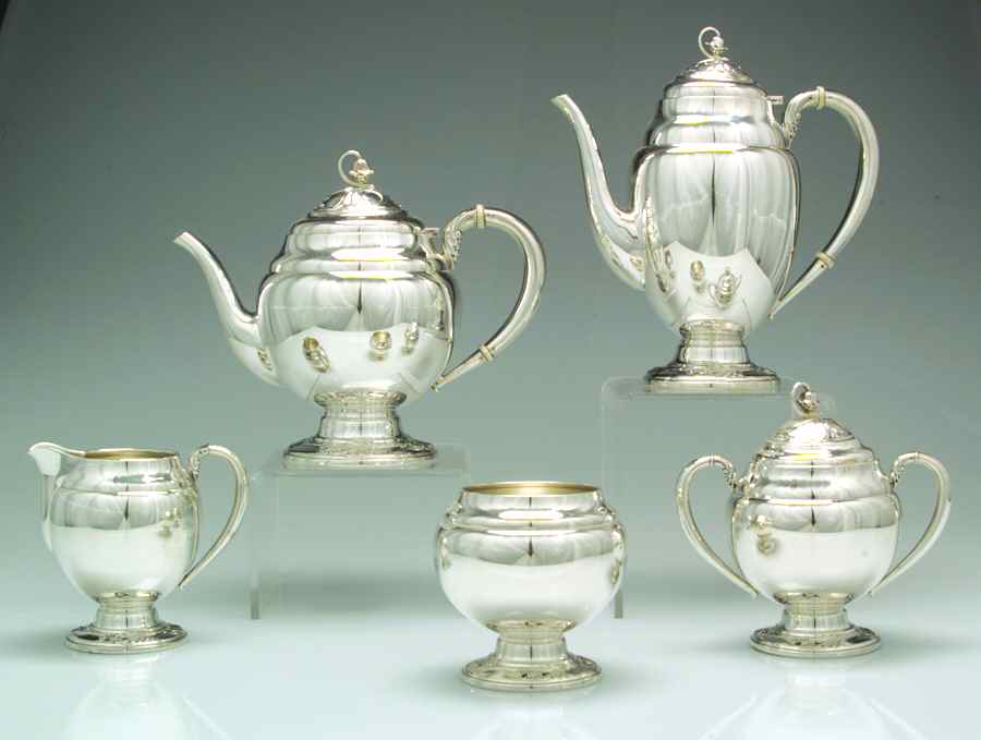 Spring Glory (Sterling, Hollow, C369) 5 Piece Tea Set (SCP, STP, SCR, SSU, WTL) by International Silver-1