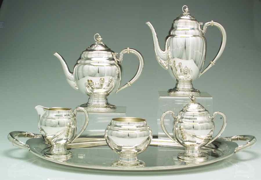 Spring Glory (Sterling, Hollow, C369) 6 Piece Tea Set (SCP, STP, SCR, SSU, SWB, WTL) by International Silver-1