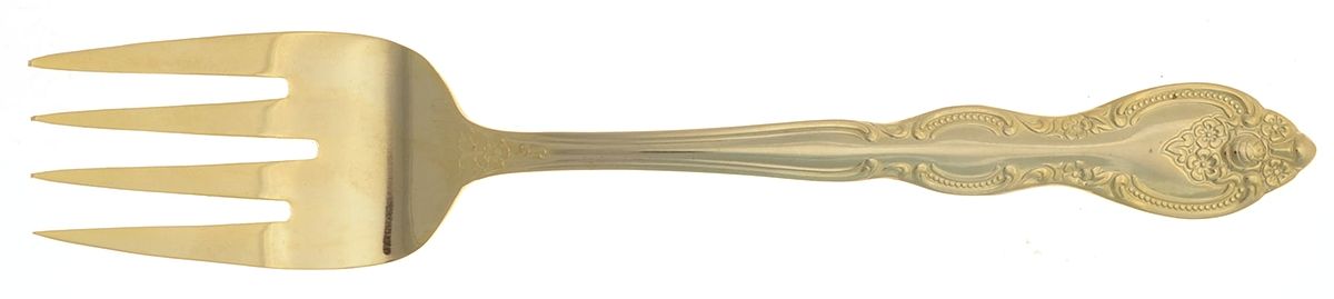 San Marcos (Gold Electroplate) Medium Solid Cold Meat Serving Fork by International Silver-1