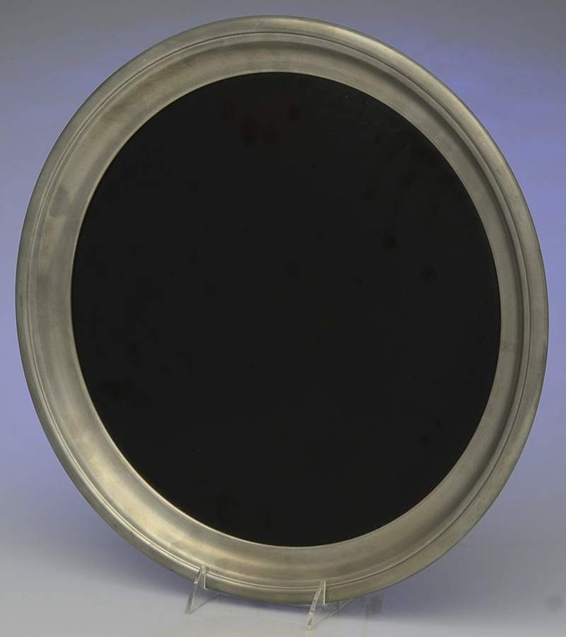27803 (Pewter, Hollowware) 14" Round Tray with Black Lucite Center-Complimentary by International Silver-1