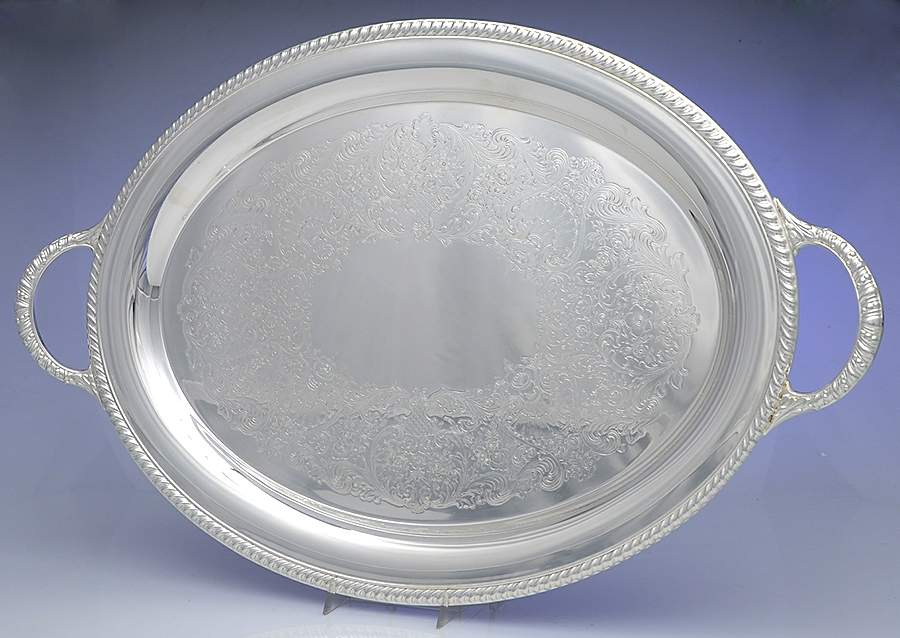 881 (Silverplate, Hollowware) Large Silverplate Waiter Tray by International Silver-1