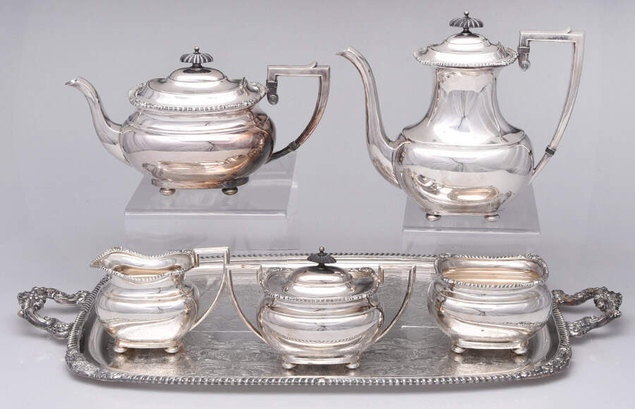 Lord Robert (Silverplate, Hollowware) 6-Piece Plated Tea Set (Waste & Tray) by International Silver-1