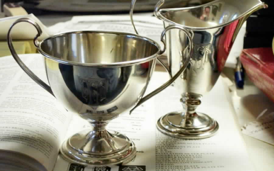 810 (Sterling, Hollowware) Mini Sterling Creamer and Open Sugar by International Silver-1