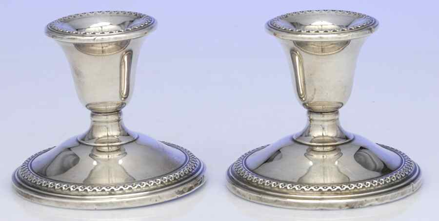20115 (Sterling, Hollowware) Pair of Weighted Candleholders by International Silver-1