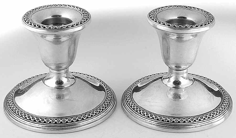 20115 (Sterling, Hollowware) Pair of Weighted Candleholders by International Silver-1