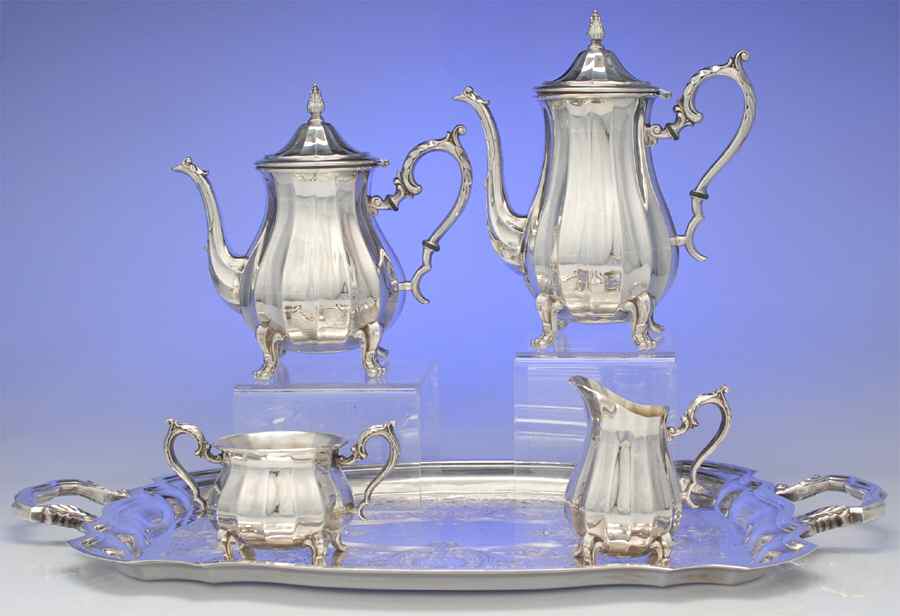 1090 (Silverplate, Hollowware) (5 Pc) Tea Set  (PSUB,with 20" Waiter) by International Silver-1