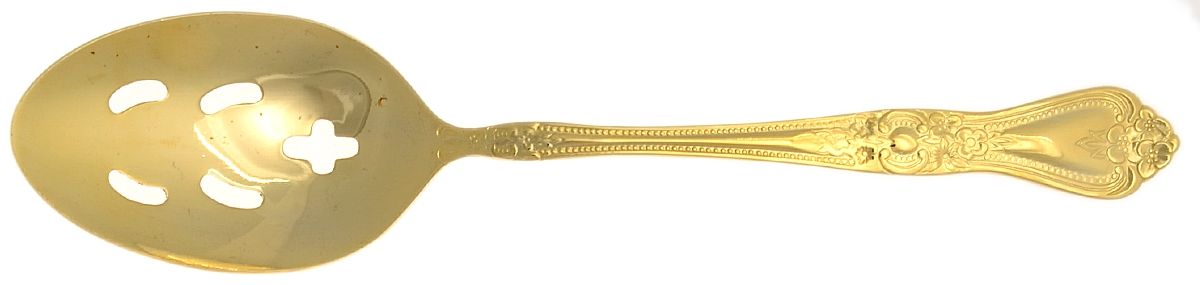 Summer Rose (Gold Electroplate) Pierced Tablespoon (Serving Spoon) by International Silver-1