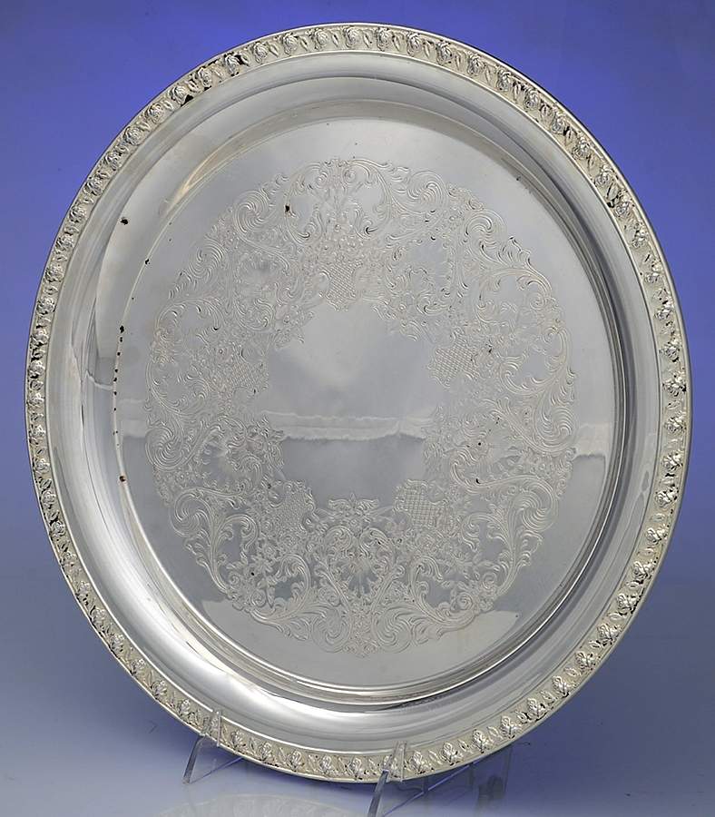 Tupperware Rose (Silverplate, Hollowware) Round Silverplate Tray by International Silver-1