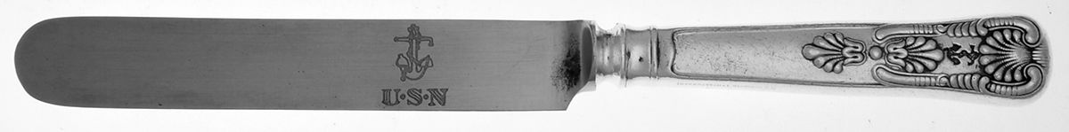 Naval (Silverplate, Kings Design) Blunt Hollow Handle Knife W/Bolster by International Silver-1