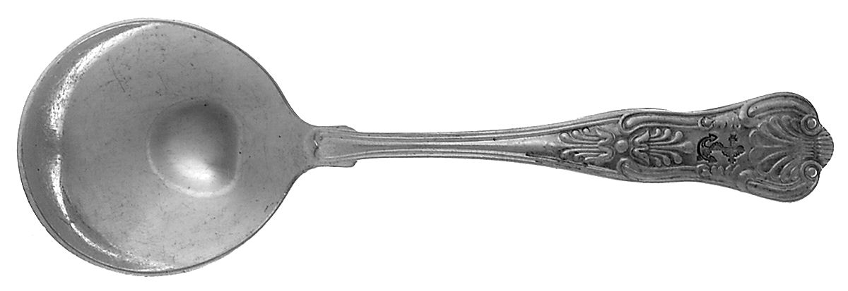 Naval (Silverplate, Kings Design) Round Bowl Soup Spoon (Bouillon) by International Silver-1