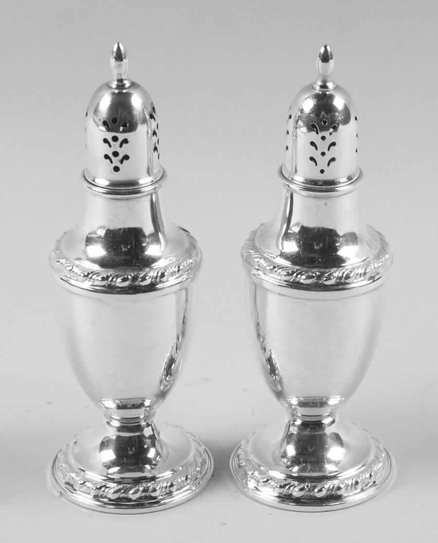 English Gadroon (Sterling, Hollowware) Weighted Salt and Pepper Set by International Silver-1
