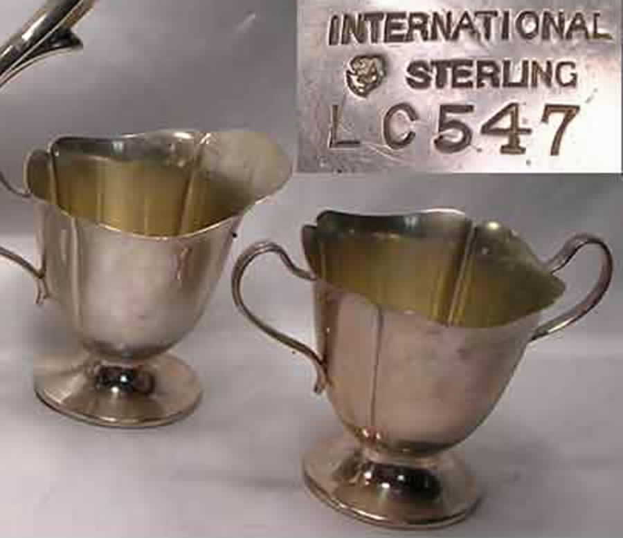 LC547 (STERLING, HOLLOWWARE) Mini Sterling Creamer and Open Sugar by International Silver-1