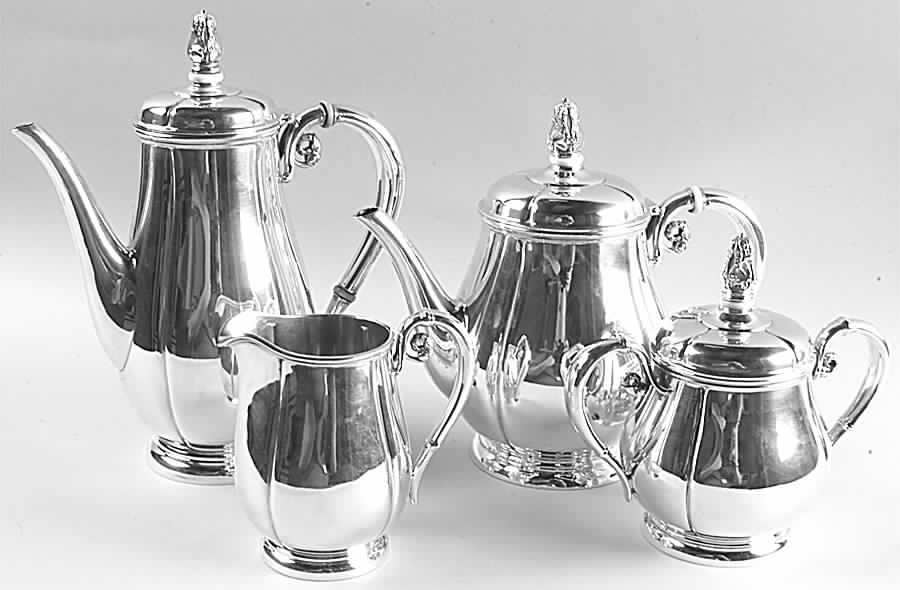 Norse (Sterling, Hollowware) 4 Piece Tea Set (SCP, STP, SCR, SSU) by International Silver-1