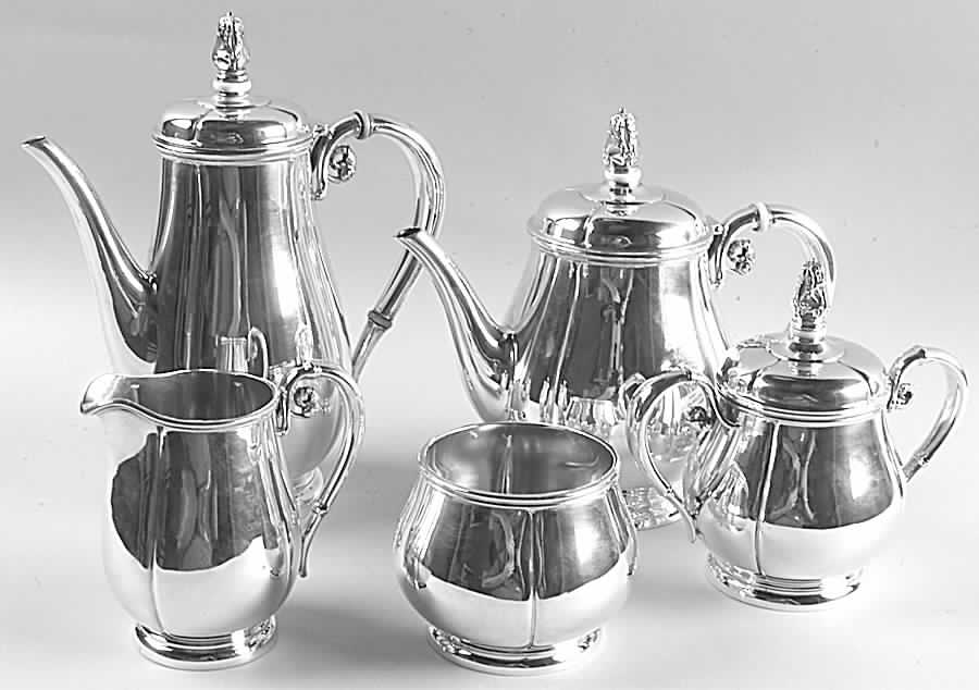 Norse (Sterling, Hollowware) 5 Piece Tea Set (SCP, STP, SCR, SSU, SWB) by International Silver-1