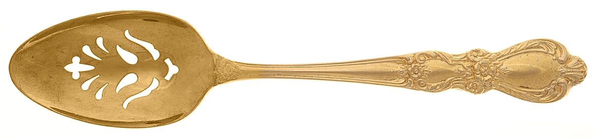 Golden Heritage (Gold Electroplate) Pierced Tablespoon (Serving Spoon) by International Silver-1