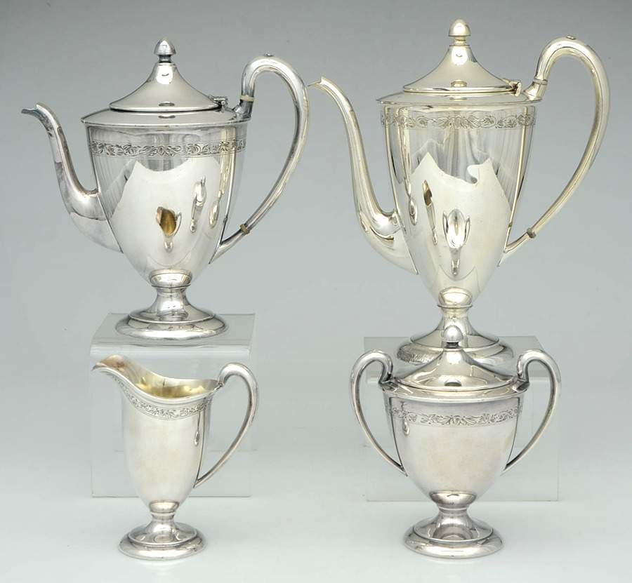 N7016 (Silverplate, Hollowware) (4 Piece) Silverplate Tea Set by International Silver-1