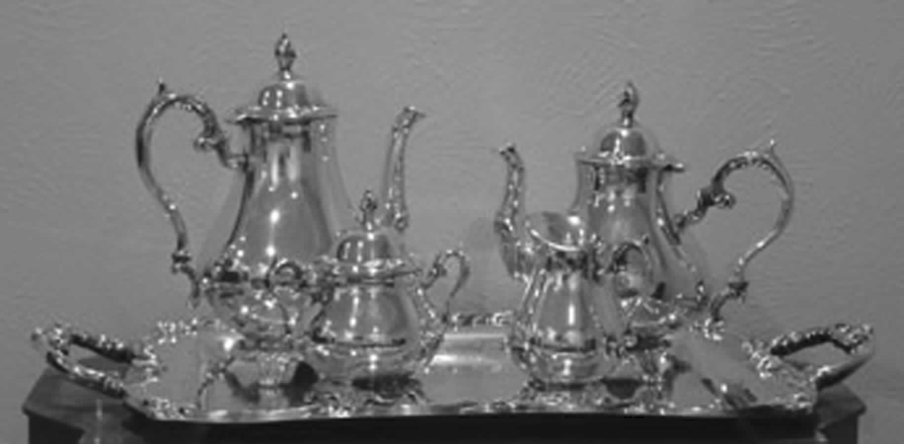 INS367 (Silverplate, Hollowware) 5-Piece Silverplate Tea Set (with Tray) by International Silver-1