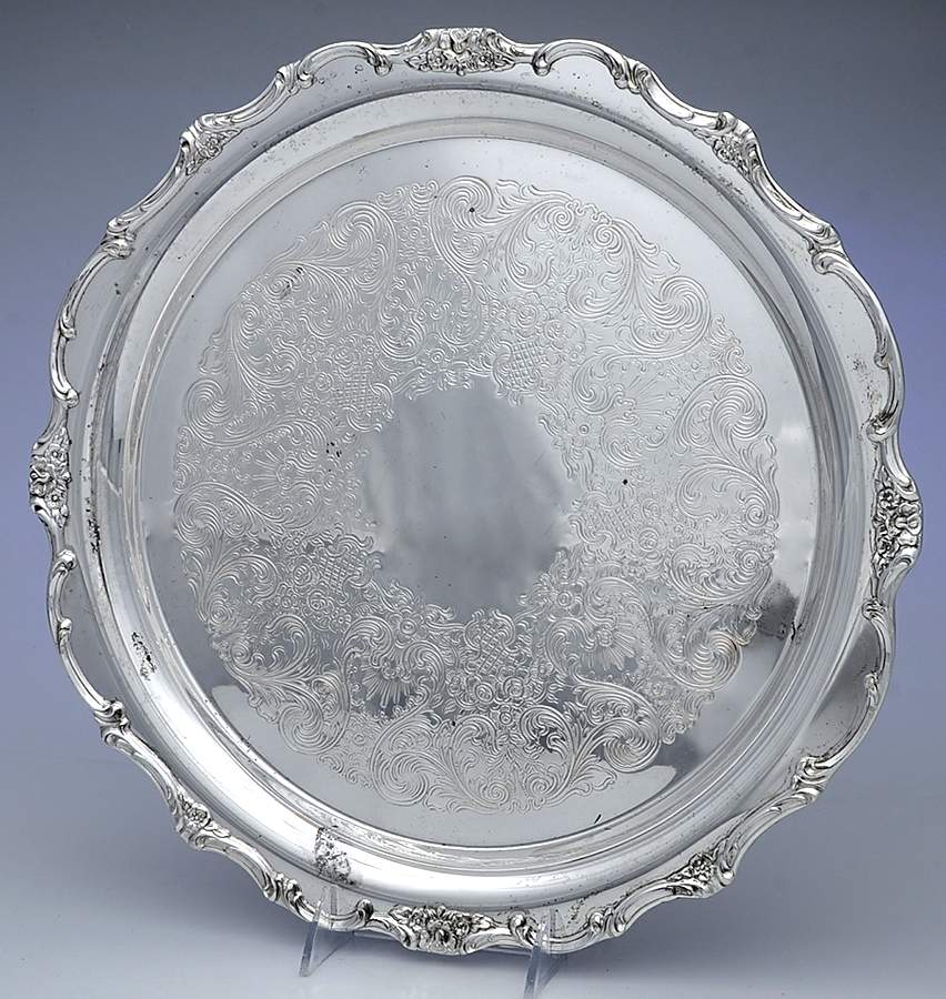 Wellington (Silverplate, Hollowware, Floral&Scroll) 14" Round Tray by International Silver-1