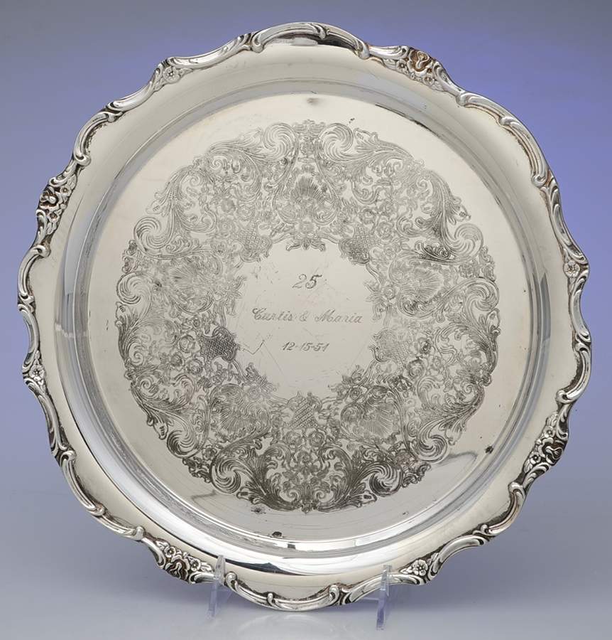 Wellington (Silverplate, Hollowware, Floral&Scroll) 12" Round Tray by International Silver-1
