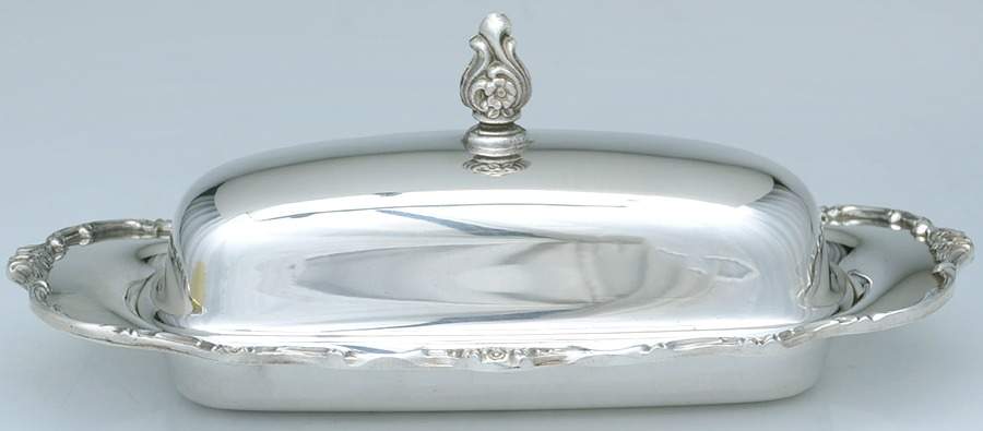 Wellington (Silverplate, Hollowware, Floral&Scroll) 1/4 Pound Covered Butter & Liner by International Silver-1