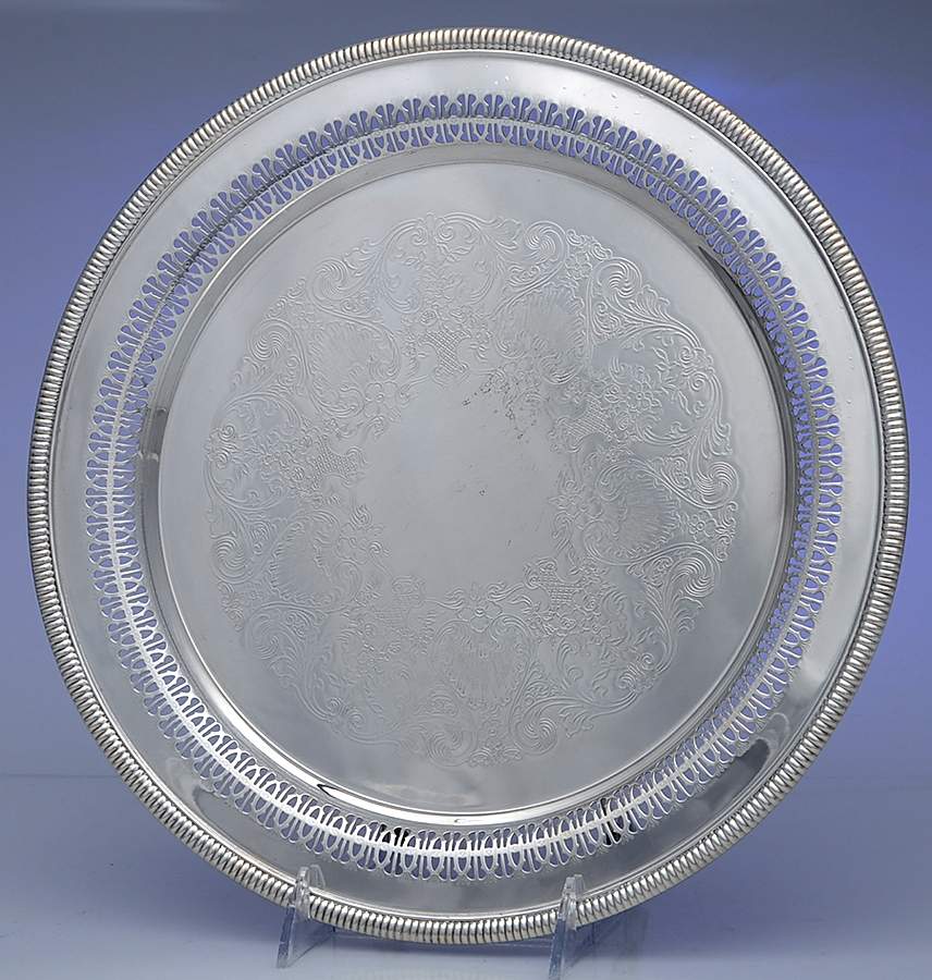 4271 (Silverplate, Hollowware) 12" Pierced Round Tray by International Silver-1