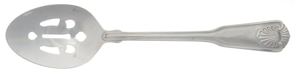 Fiddle Shell (Stainless) Pierced Tablespoon (Serving Spoon) by International Silver-1