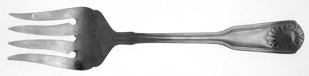 Fiddle Shell (Stainless) Solid Salad Serving Fork by International Silver-1