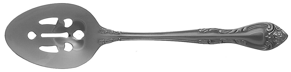 Queen's Fancy (Stainless, Glossy) Pierced Tablespoon (Serving Spoon) by International Silver-1