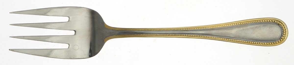 Pearl-Gold Accent (Stainless) Medium Solid Cold Meat Serving Fork by International Silver-1