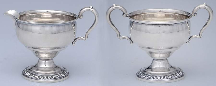 14A (Sterling Hollowware) Weighted Mini Creamer and Open Sugar by International Silver-1