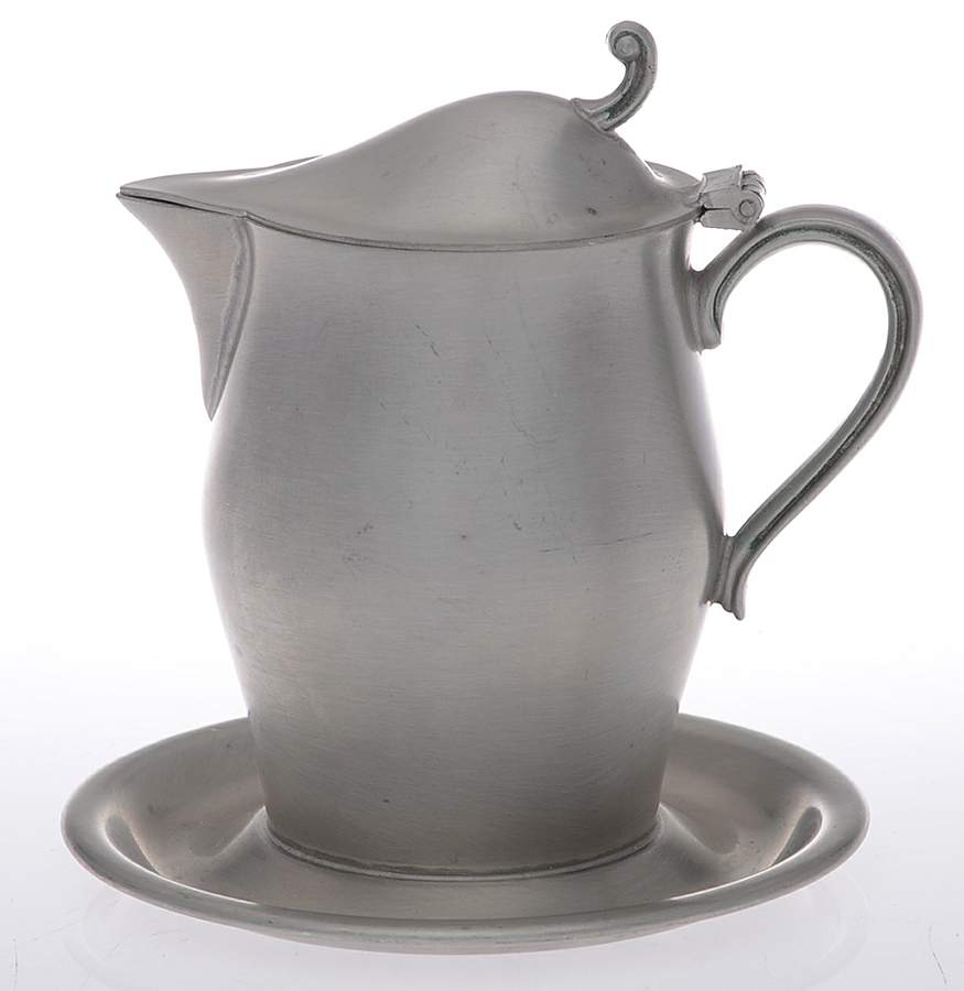 276 (Pewter, Hollowware) Syrup Pitcher with Attached Underplate by International Silver-1