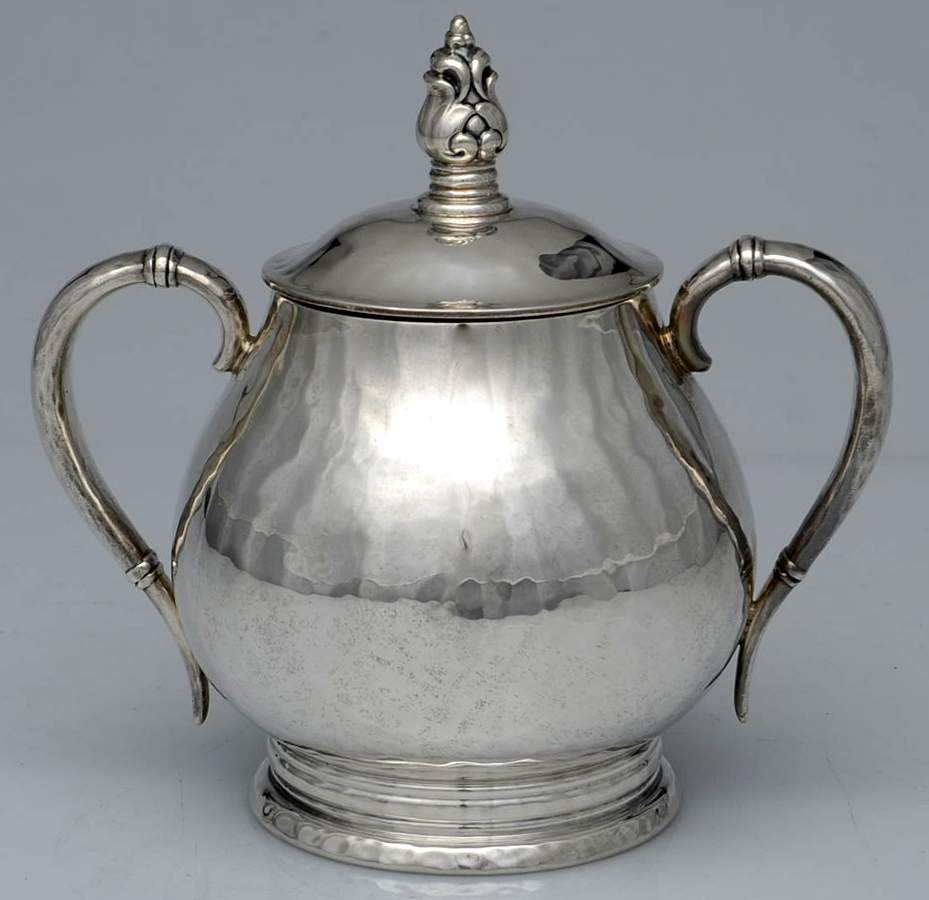 Royal Danish (Strl, Hlwr, Hand Hammered) Sugar Bowl & Lid by International Silver-1