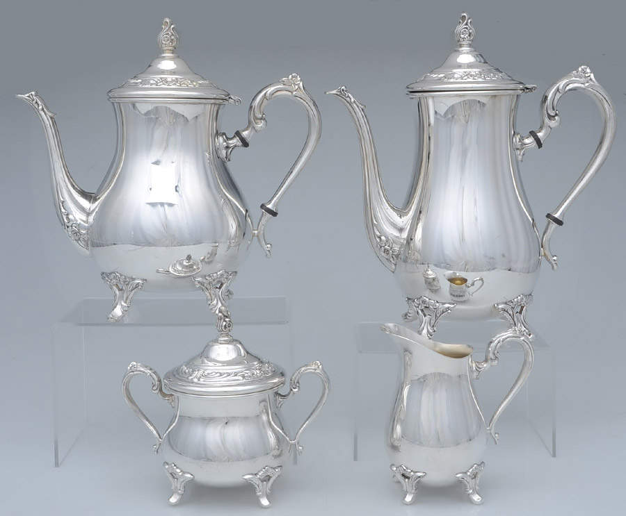 INS408 (Silverplate, Hollowware) (4 Piece) Silverplate Tea Set by International Silver-1