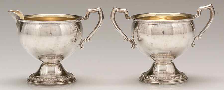 3000 (Sterling, Hollowware) Weighted Mini Creamer and Open Sugar by International Silver-1