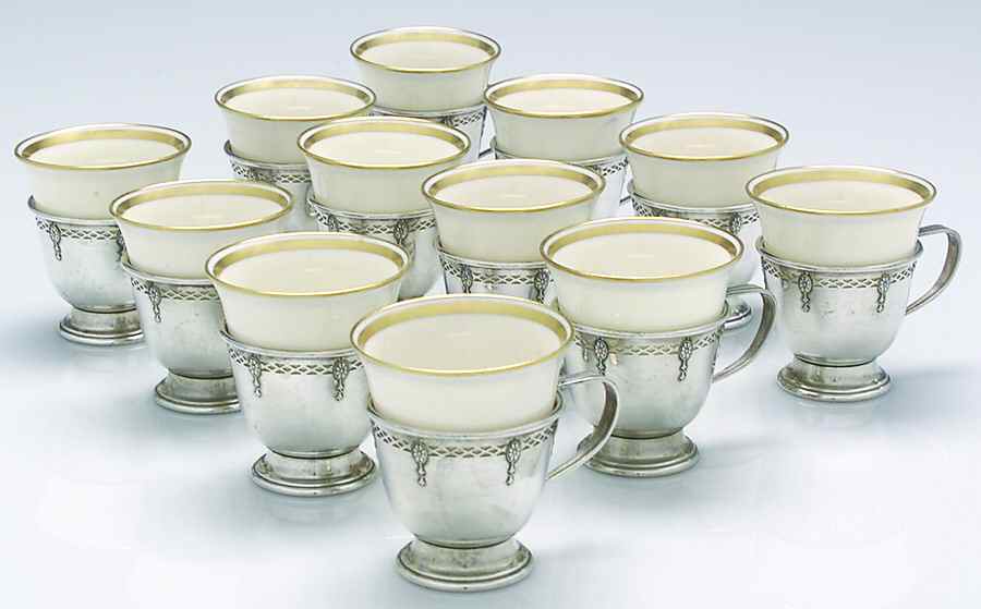 P38-3 (Sterling, Hollowware) (Set of 12) Demitasse Cup & Lenox Liner by International Silver-1