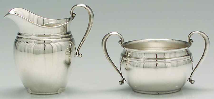 C111 (Sterling, Hollowware) Mini Sterling Creamer and Open Sugar by International Silver-1