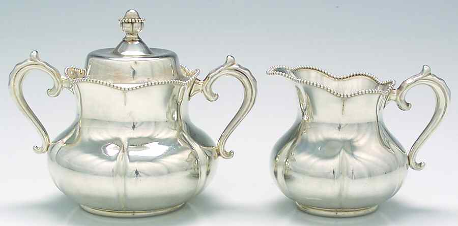 C1559 (Sterling, Hollowware) Creamer & Sugar with Lid Set by International Silver-1
