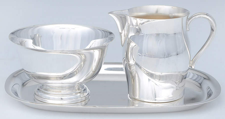 Paul Revere Reproductions (Slvp, Hlwr) Mini Creamer, Sugar and Tray by International Silver-1