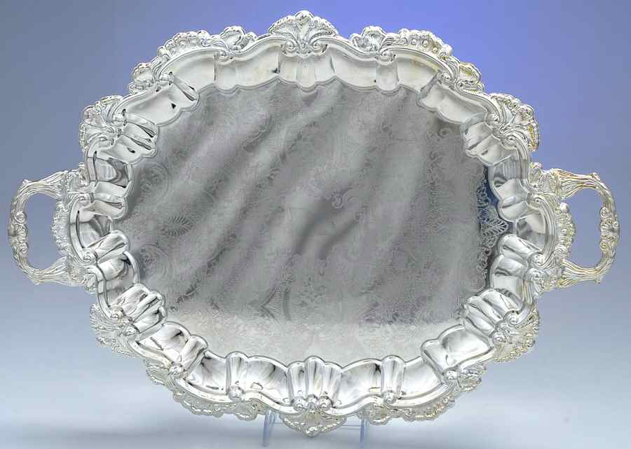 English Shell 19" Footed Waiter Tray by International Silver-1