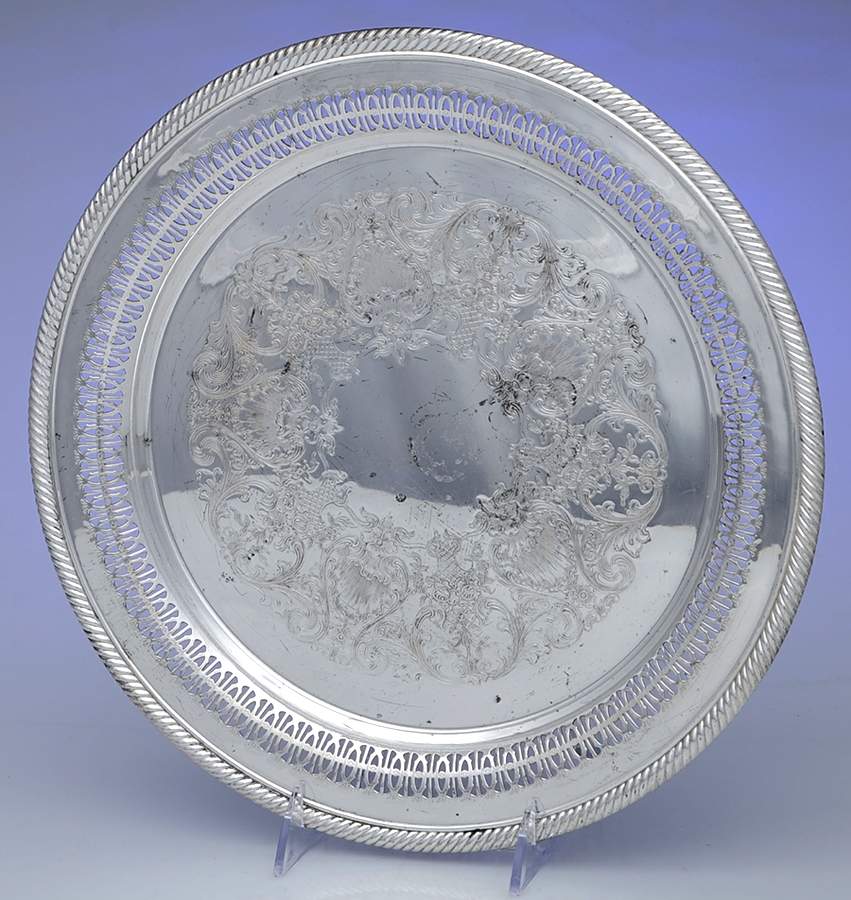 161 (Silverplate, Hollowware) 12" Pierced Round Tray by International Silver-1
